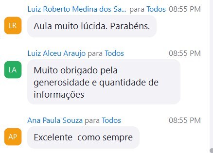 Print do chat da sala VIP