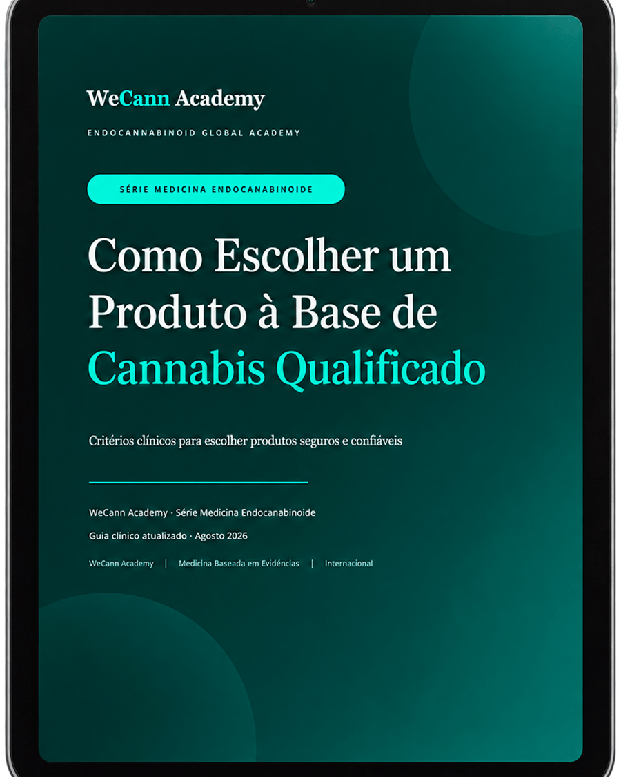 Mockup do Guia 01 da WeCann Academy sobre como escolher um produto à base de canabinoides