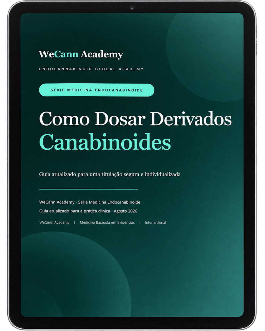 Mockup do Guia 02 da WeCann Academy sobre como dosar canabinoides derivados